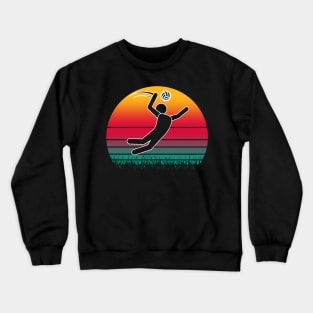 Travel back in time with beach volleyball - Retro Sunsets shirt featuring a player! Crewneck Sweatshirt
